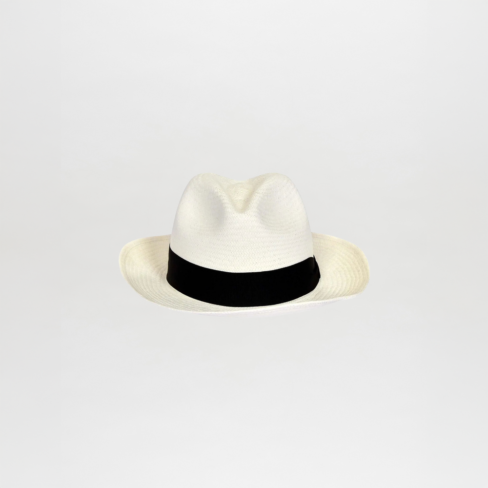 Roosevelt Hat Black with a black band, isolated on a white background.