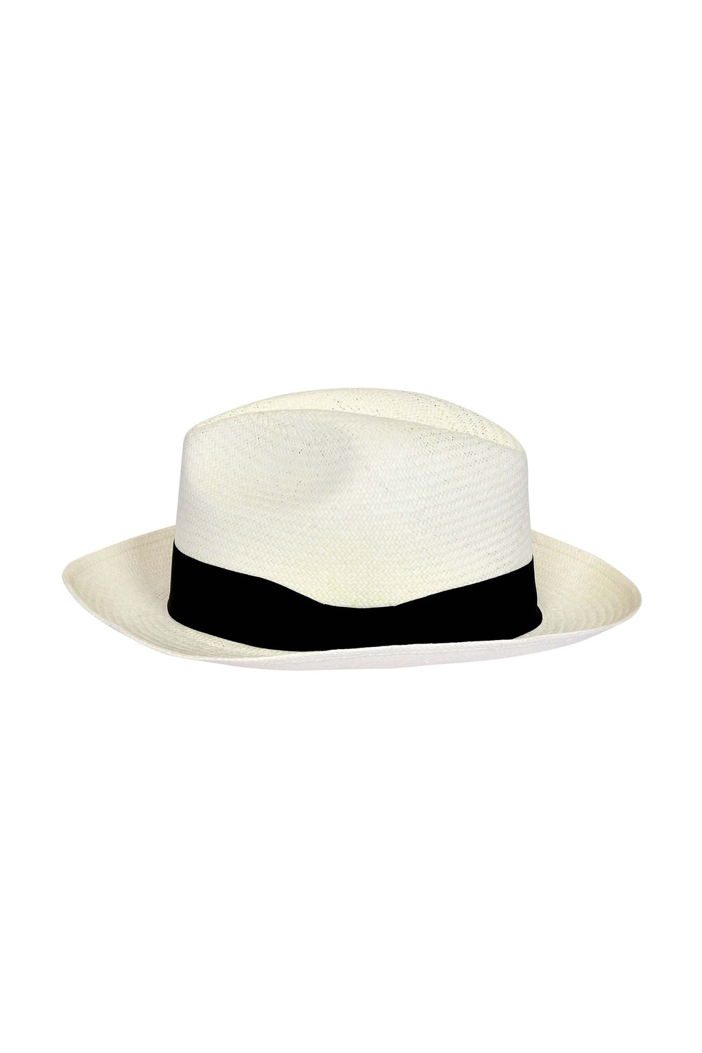 Roosevelt Hat Black with a black band, isolated on a white background.