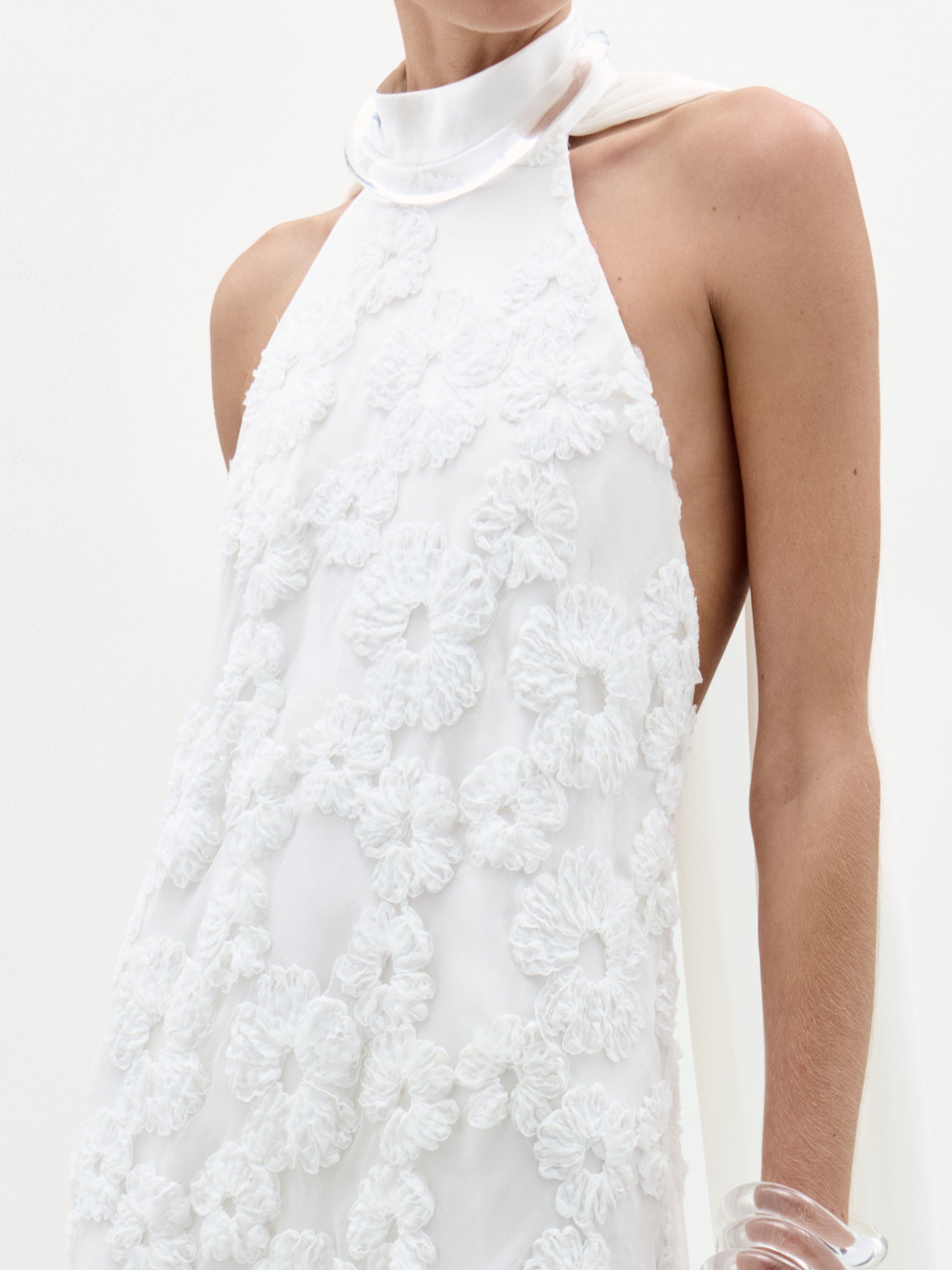 White floral dress on a white background