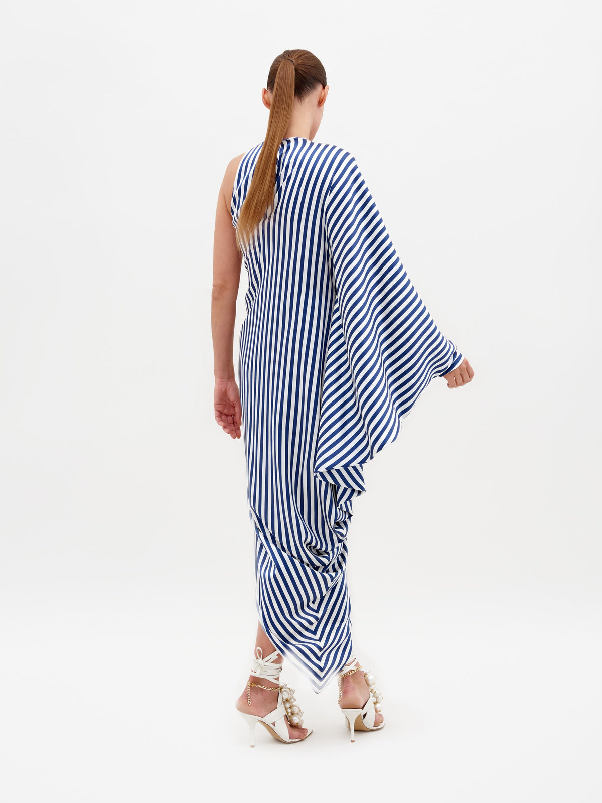 Silvia Tcherassi's Golda Dress White Blue Stripes