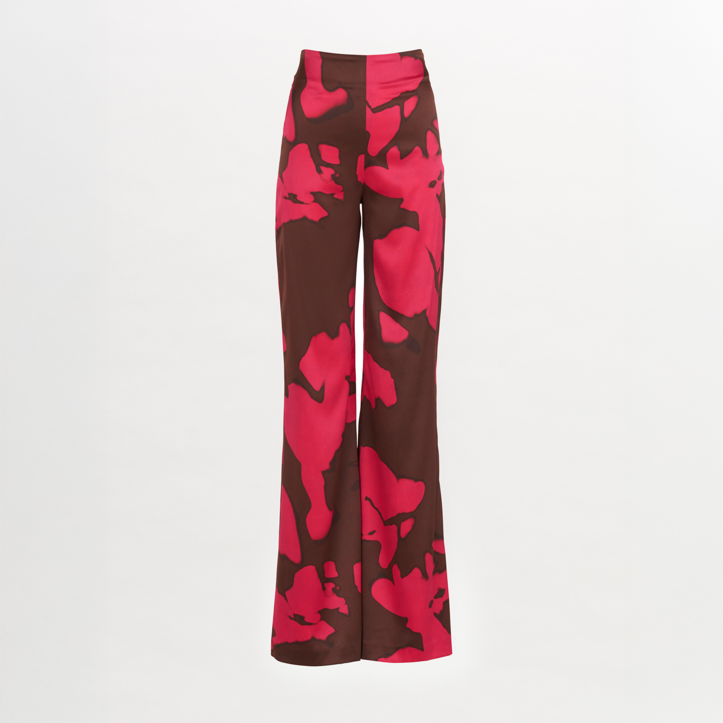 A woman's pink and brown Andie Pant Fuchsia Cacao with a high-waisted silhouette.