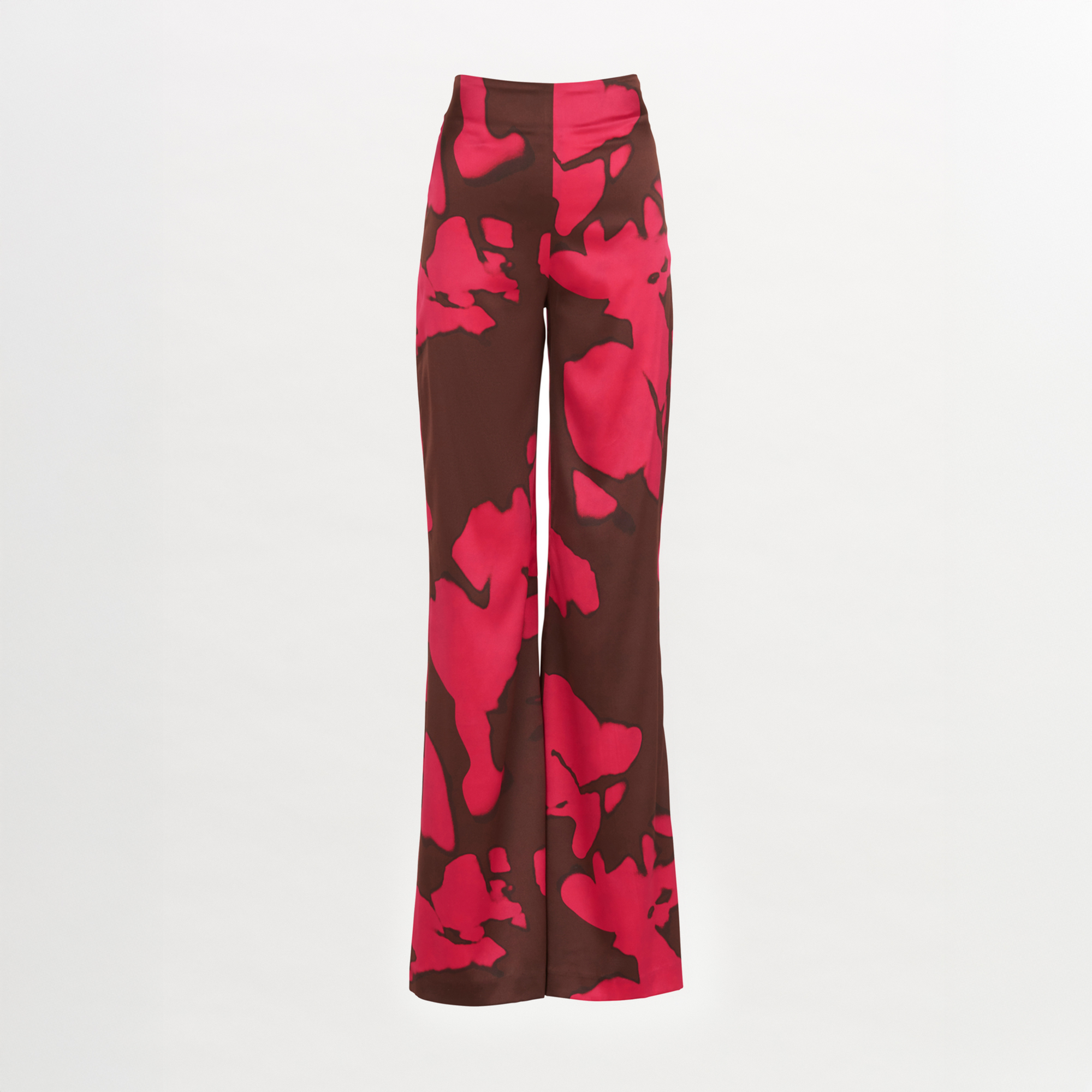 A woman's pink and brown Andie Pant Fuchsia Cacao with a high-waisted silhouette.
