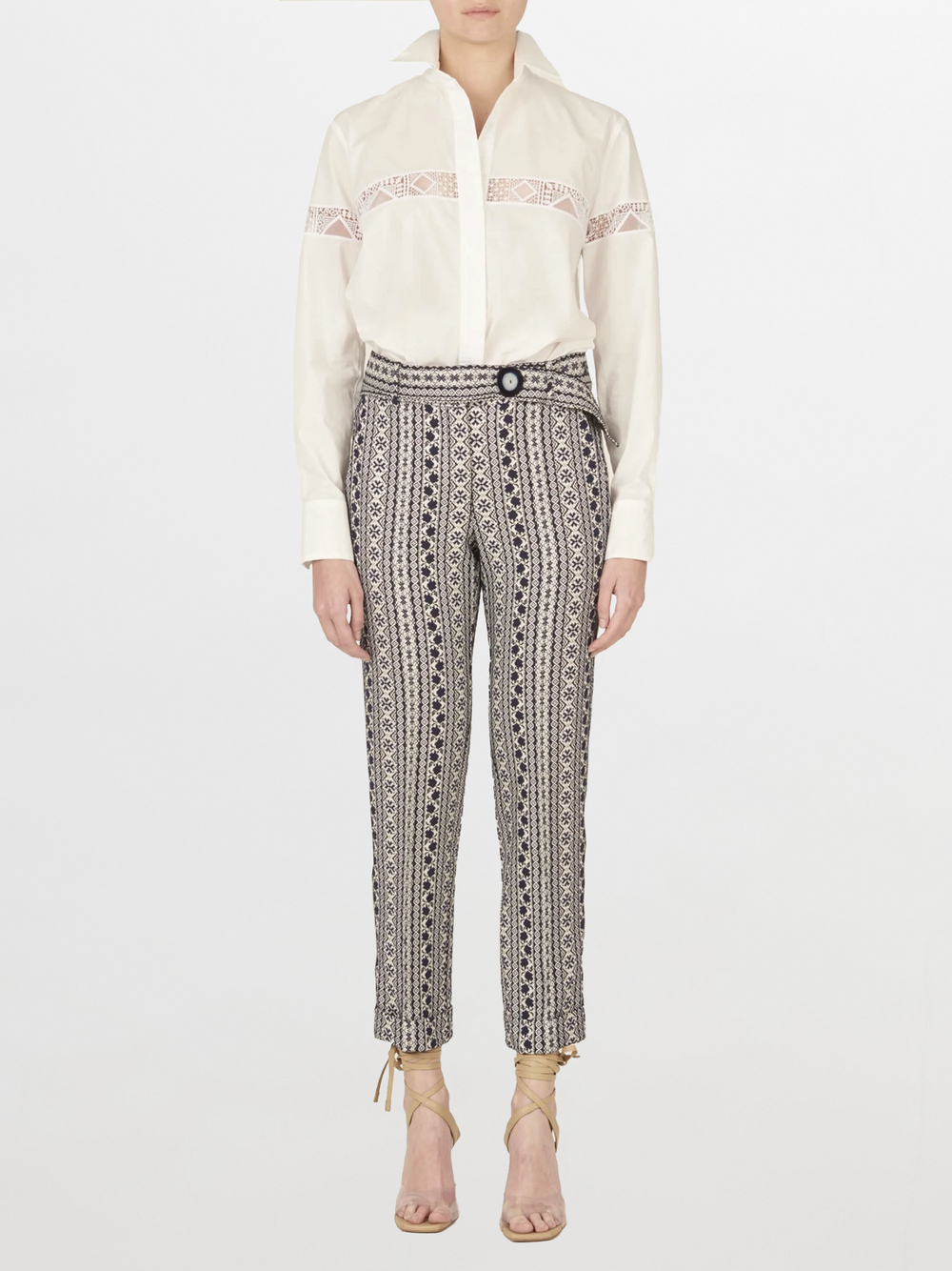 A white Andrea Shirt White with embroidery detail.