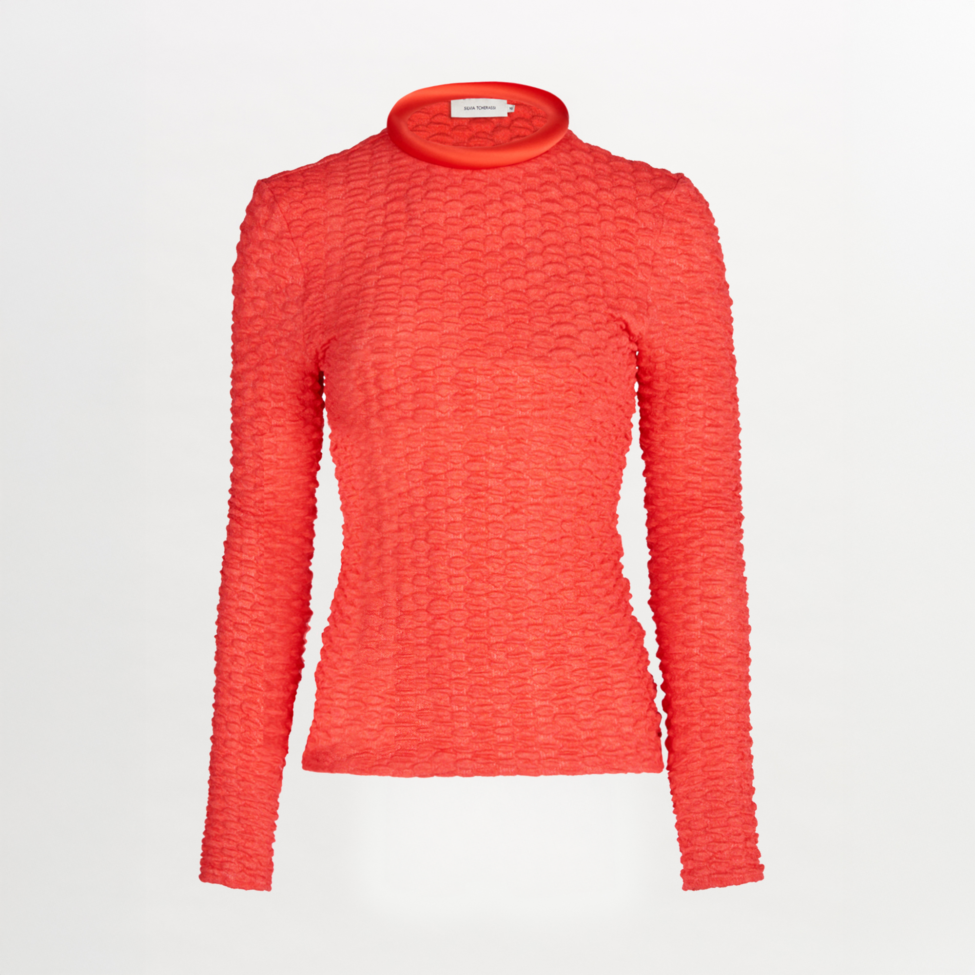 Jari Top Rouge for women with a ruffled neckline, part of the Resort 2024 collection.