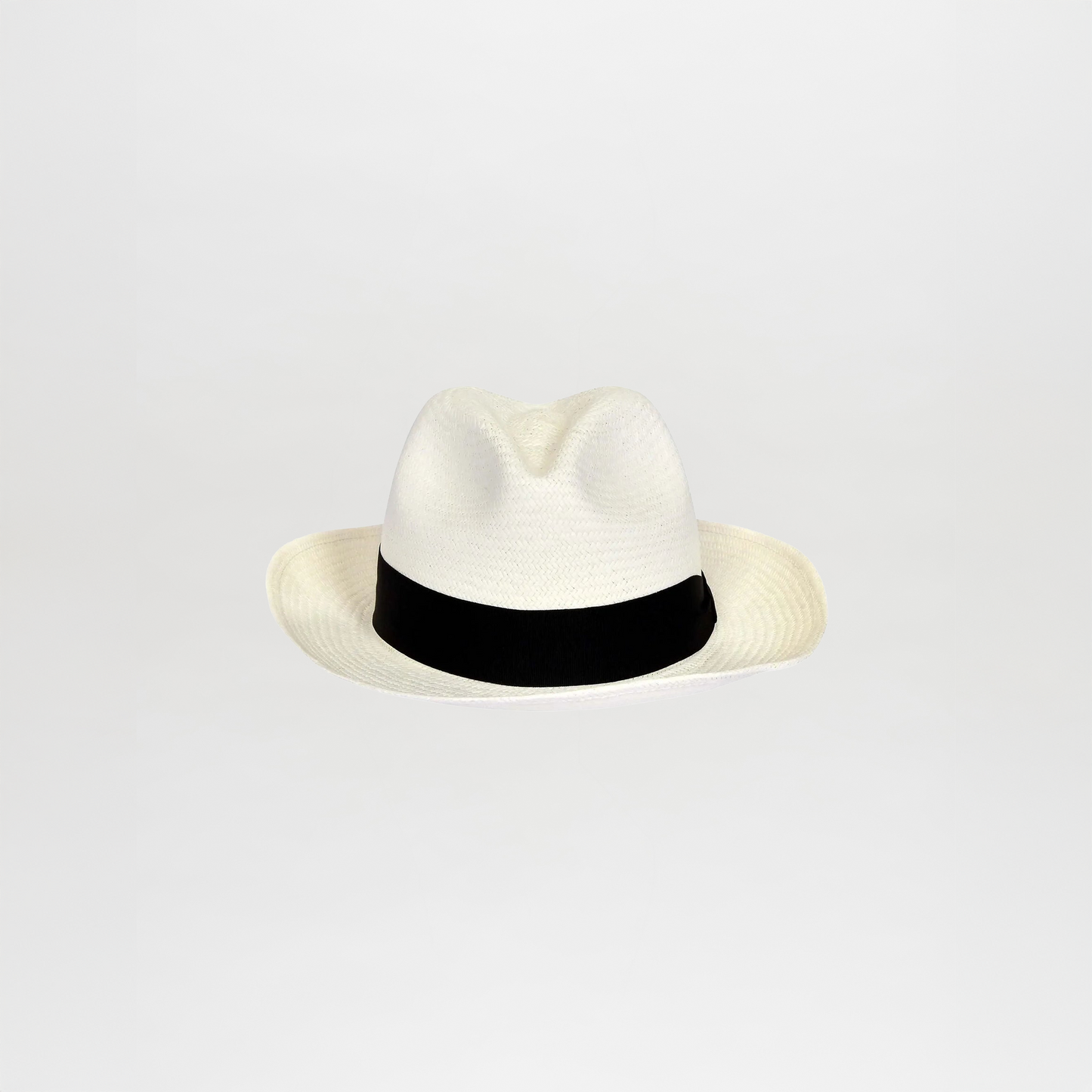 Roosevelt Hat Black with a black band, isolated on a white background.