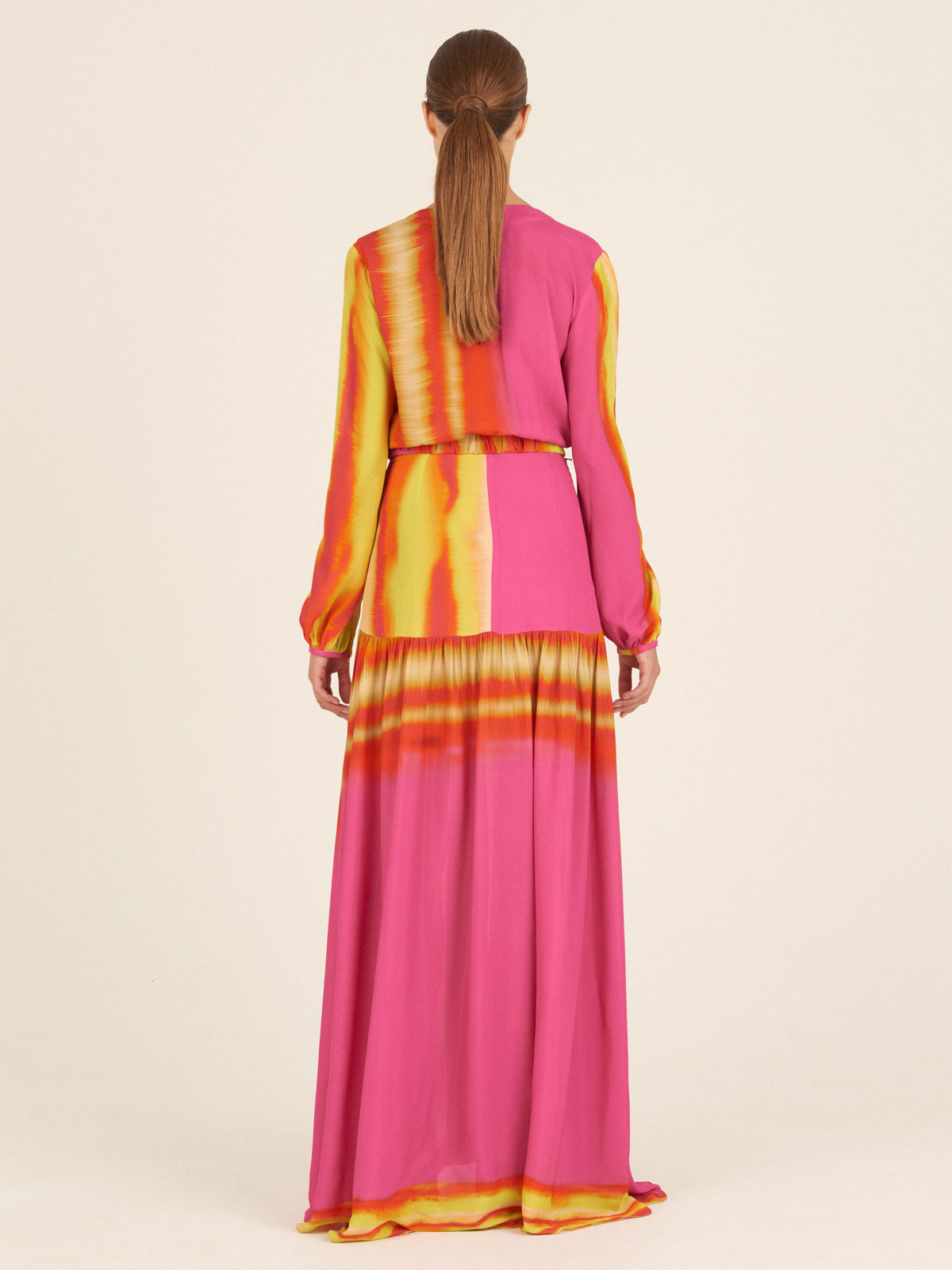 Silvia Tcherassi's Nagore Dress Fuschia Lime Stripes