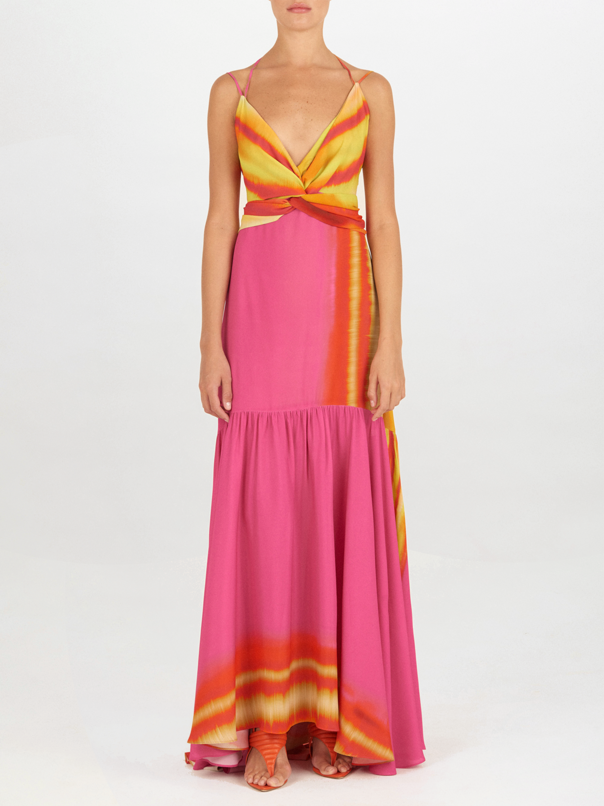 Silvia Tcherassi's Eva Dress Fuchsia Lime Stripes